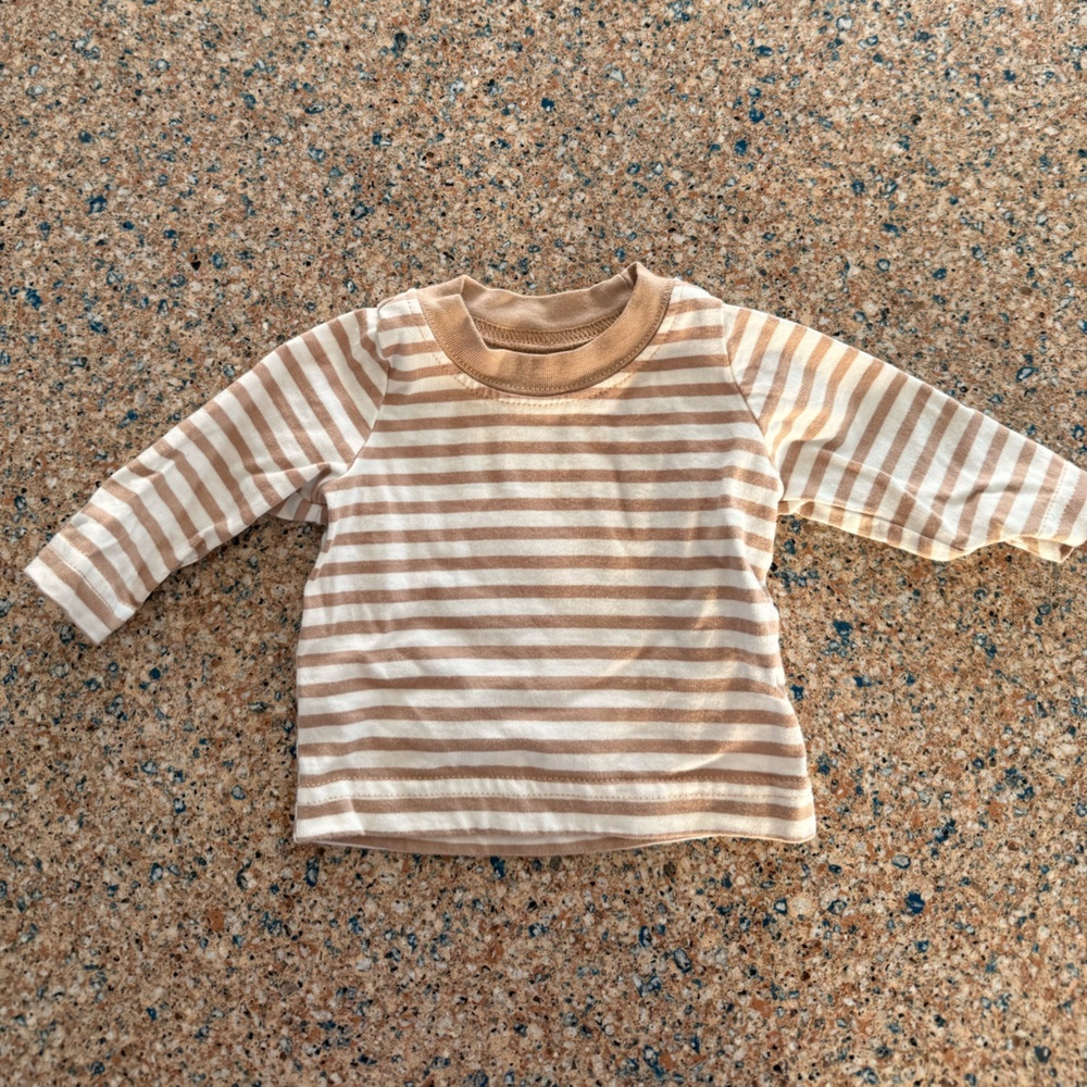Carter's Beige and Cream Striped Long-Sleeve Tee